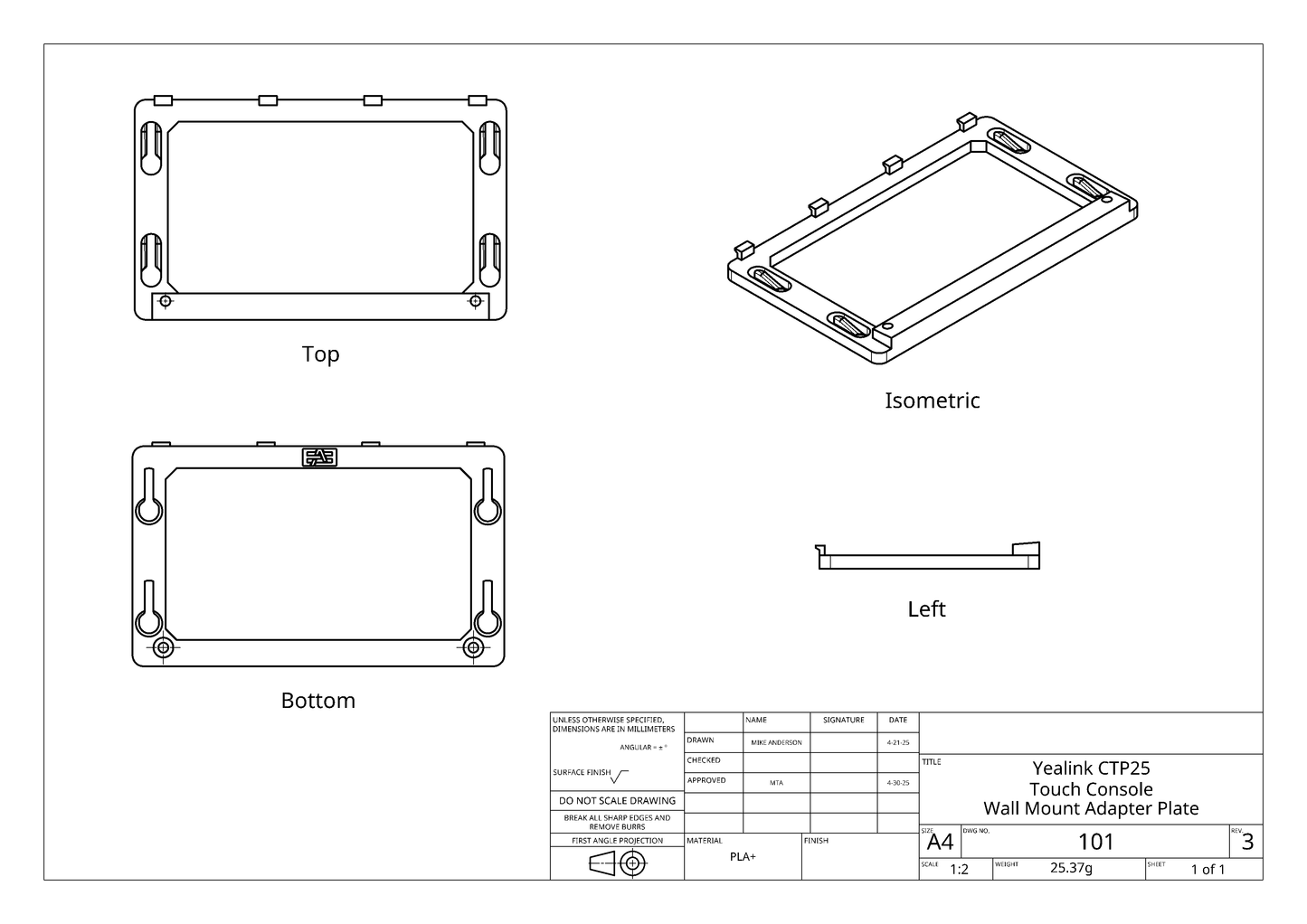 Wall Mount Bracket Compatible with Yealink CTP25 Touch Console